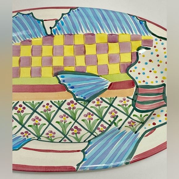 Mackenzie-Childs Large 18.5" Fish Story Platter/Wall Hanging 2008 Rare w/Sticker - Picture 5 of 13